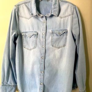 Light wash Denim  long sleeve button up shirt